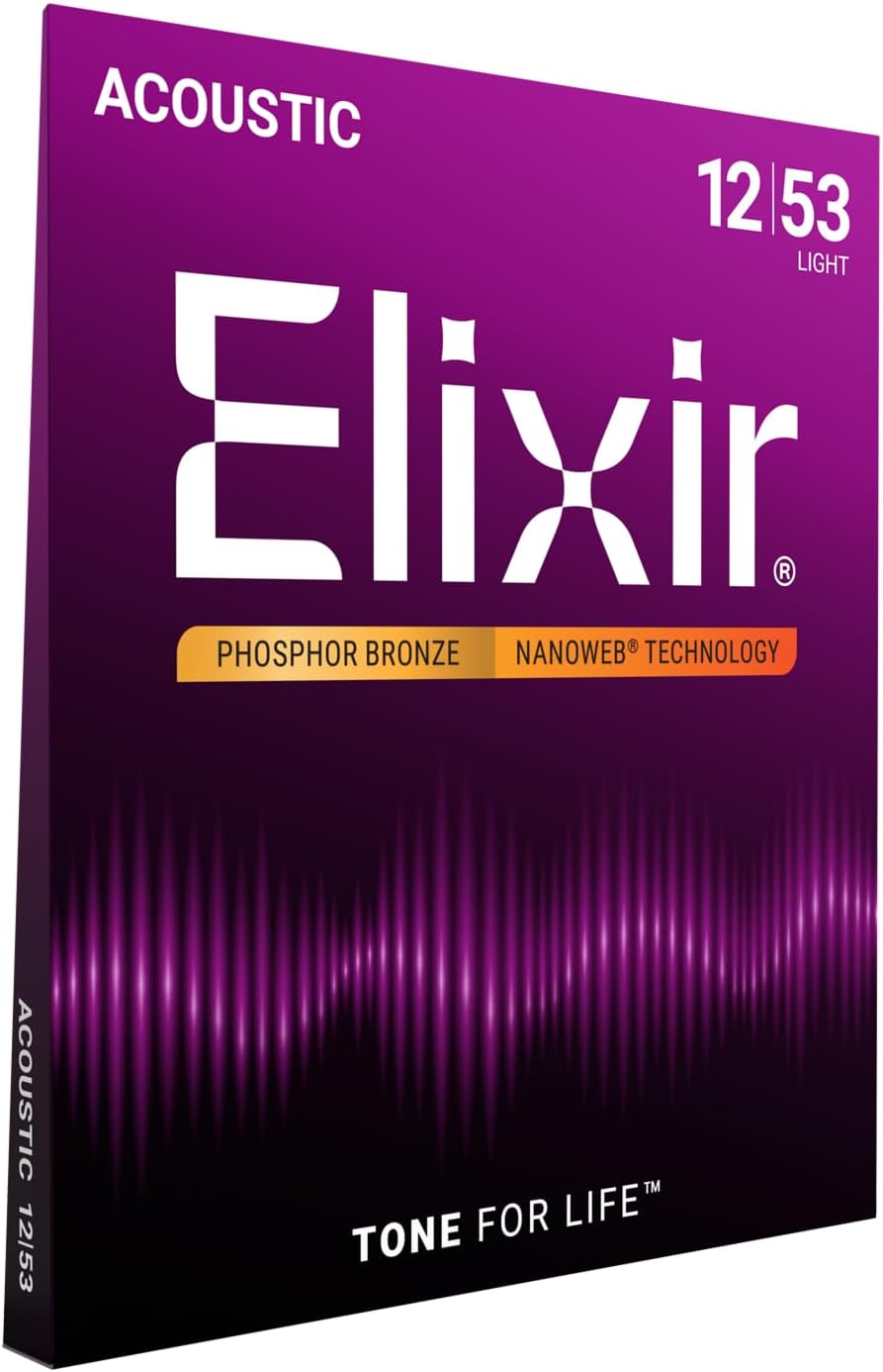 Elixir Phosphor Bronze Acoustic Guitar Strings with NanoWeb Coating