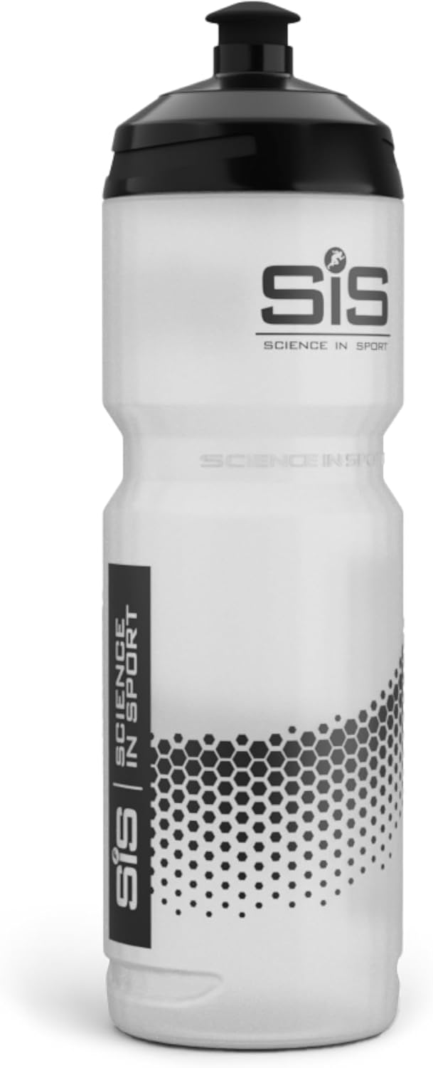 Science in Sport SIS Clear Sports Water Bottle, Plastic Water Bottle, Black Logo, Transparent Colour, 800 ml