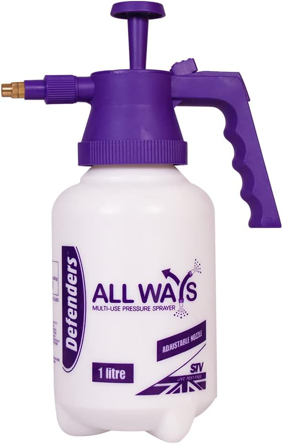 Defenders All Ways Multi-Use Pump Action Pressure Sprayer – 1 L, Adjustable for Home & Garden Use - Indoor Plants, Cleaning, Outdoor, Garden, Fertilisers, Pesticides & Weed Killers