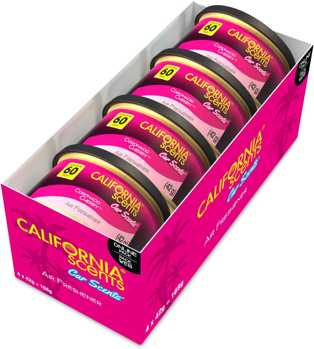 Air Freshener Car Accessories, California Car Scents, Car Fragrance, Pack of 4, Coronado Cherry