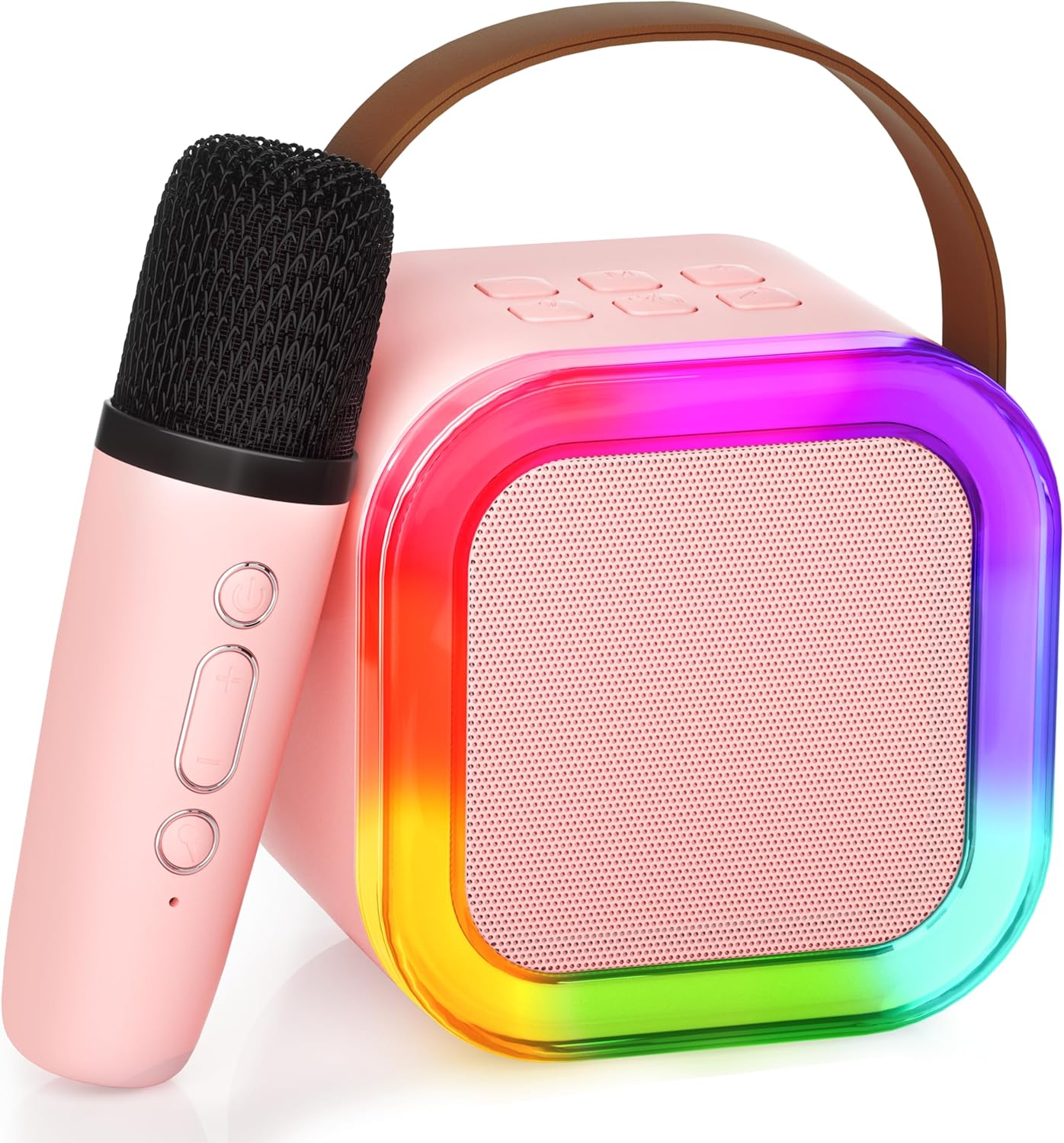 Karaoke Machine for Kids Adults, Portable Bluetooth Speaker with Wireless Microphone, Gifts Toys Presents for Girls Ages 4, 5, 6, 7, 8, 9, 10, 12 +Year Old Birthday Home Party(Pink)