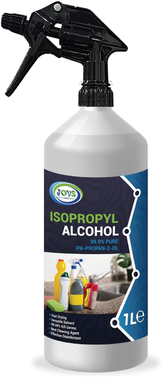 Isopropyl Alcohol 99.9% Pure | Lab Grade IPA | Isopropanol 1 Litre | Rubbing Alcohol for Cleaning and Disinfecting | Solvent for Electronics, Windows, Glass, Appliances.
