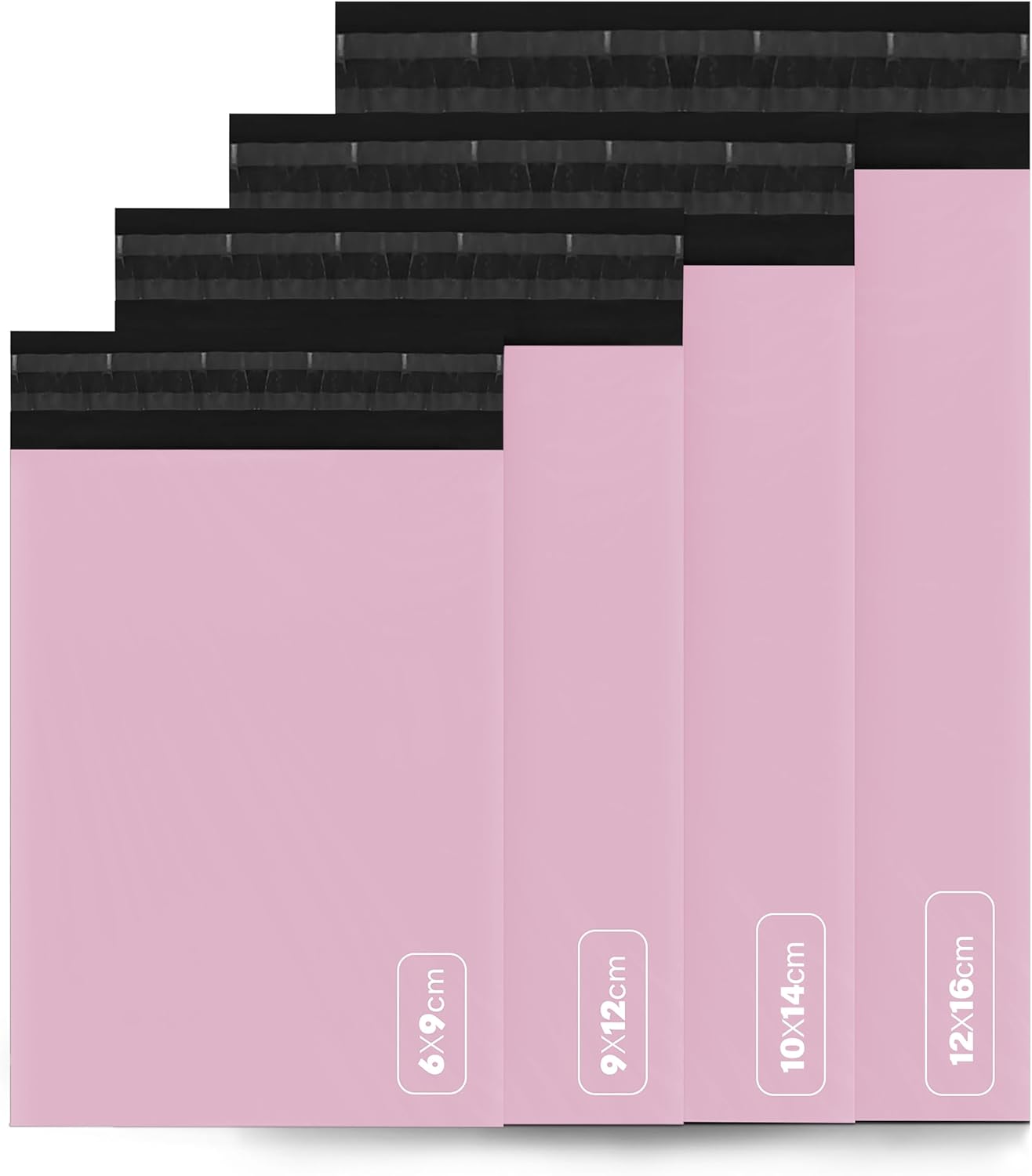 delka Mailing Bags, 60 Mixed Size Pink Poly Mailer Bags, Tear-Resistant Shipping Envelopes for Clothing, Documents, Strong Self-Seal Adhesive, Waterproof & Lightweight Pink