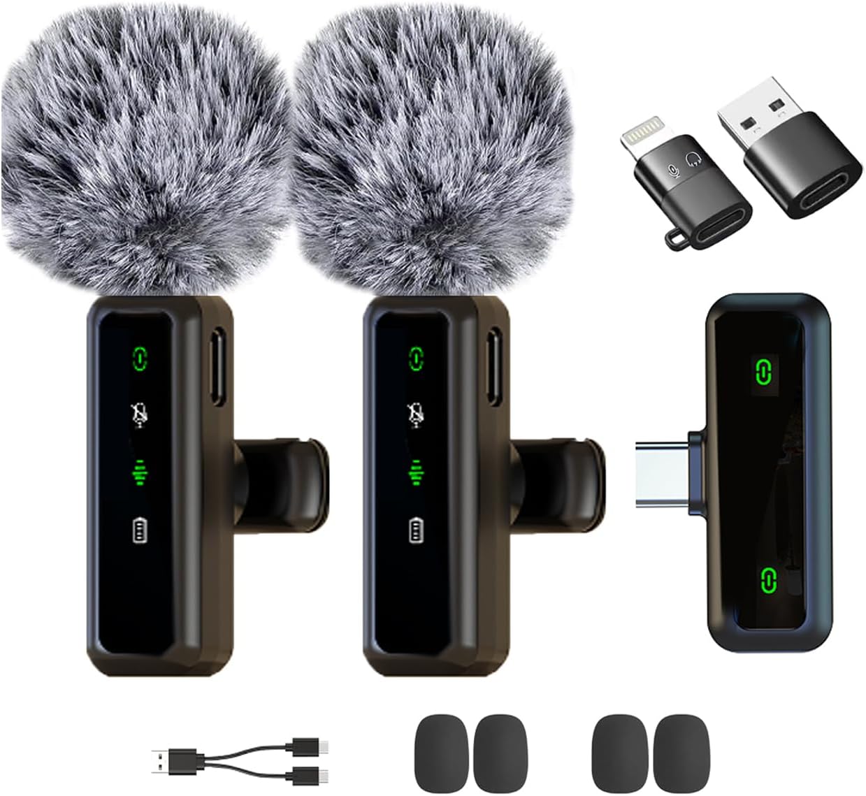 Wireless Lavalier Microphone for Android/iPhone/Computer/Laptop Devices - Noise Reduction Lapel Mini Mic Pro for Recording, Clip on Mic, Omni Lav Mic for Video Recording, Tiktok, Vlog,Youtube