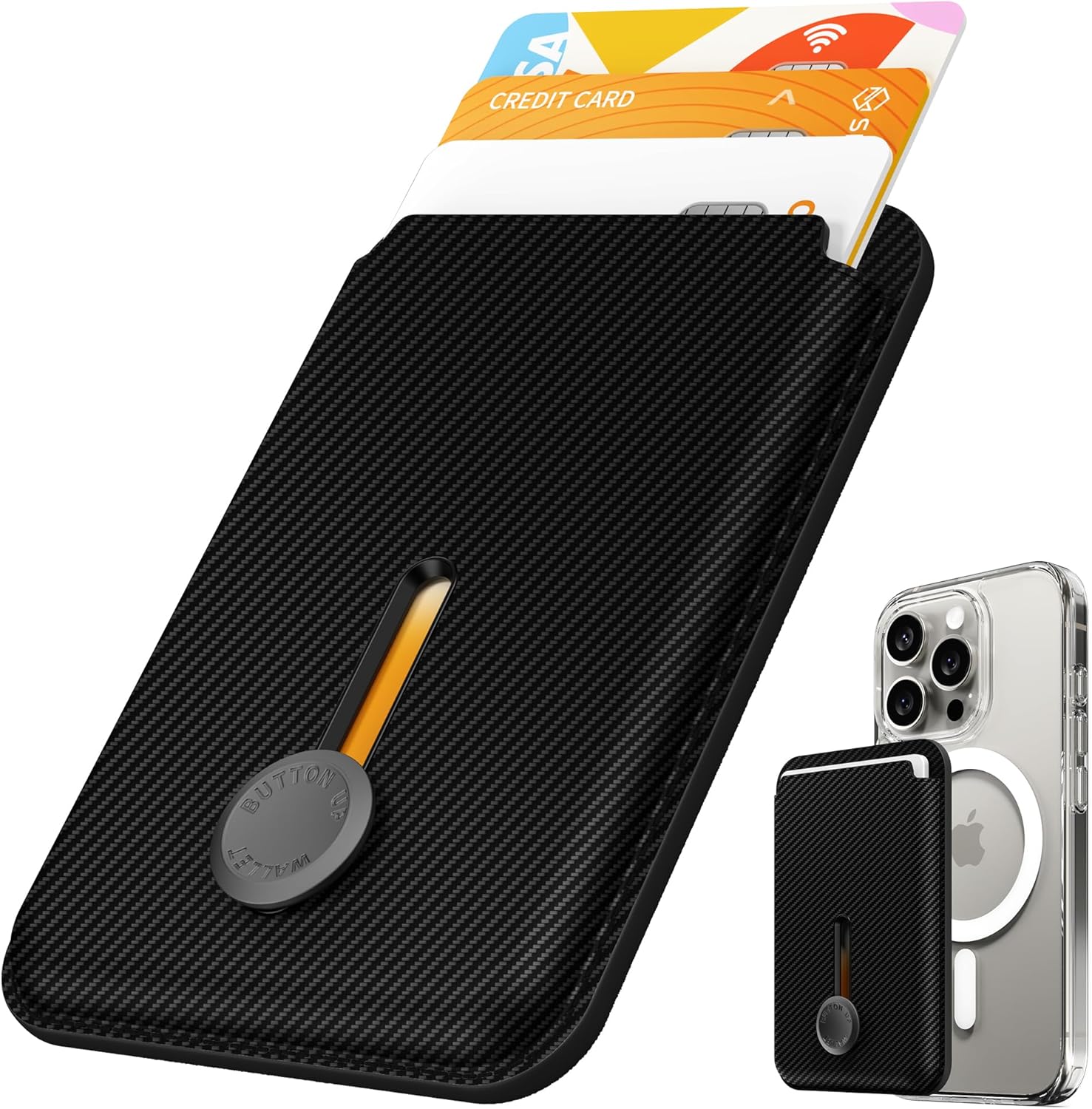 Sinjimoru M-Viica Button Wallet, Carbon black, 9.65 cm x 6.5 cm x 0.85 cm, Modern