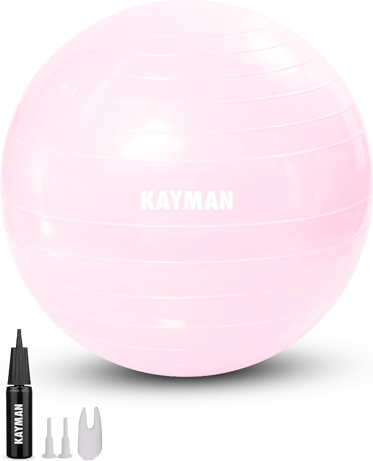 KAYMAN Exercise Ball - Anti-Burst System, Non-Slip Rings, Durable Material, Easy to Inflate, Perfect for Yoga, Pilates, Fitness, Balance Training, Gym, and Home Workouts
